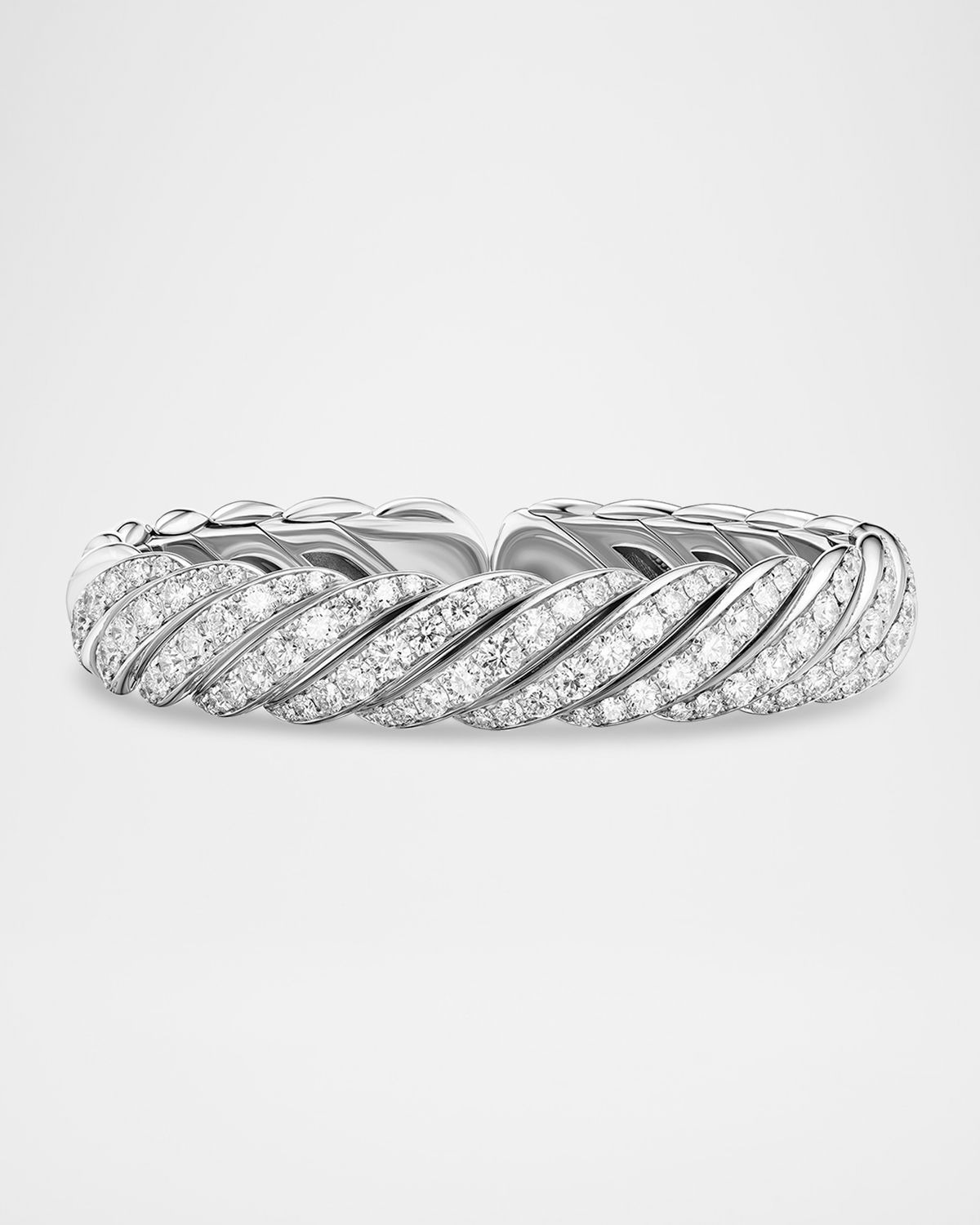 David Yurman Sculpted Cable Flex Bracelet with Diamonds in 18K White Gold, 11mm