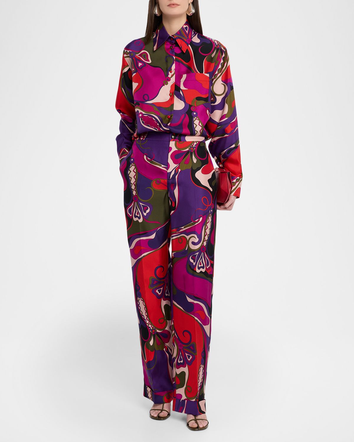 Pucci Orchidee-Print Silk Button-Down Shirt | Thumbnail 5