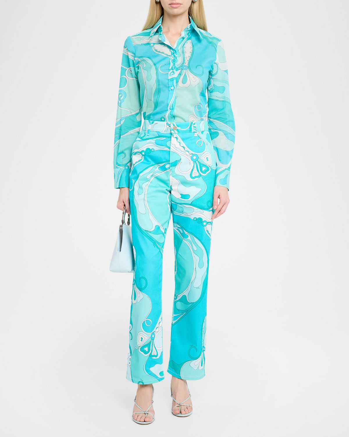 Pucci Orchidee-Print Straight-Leg Cotton Pants