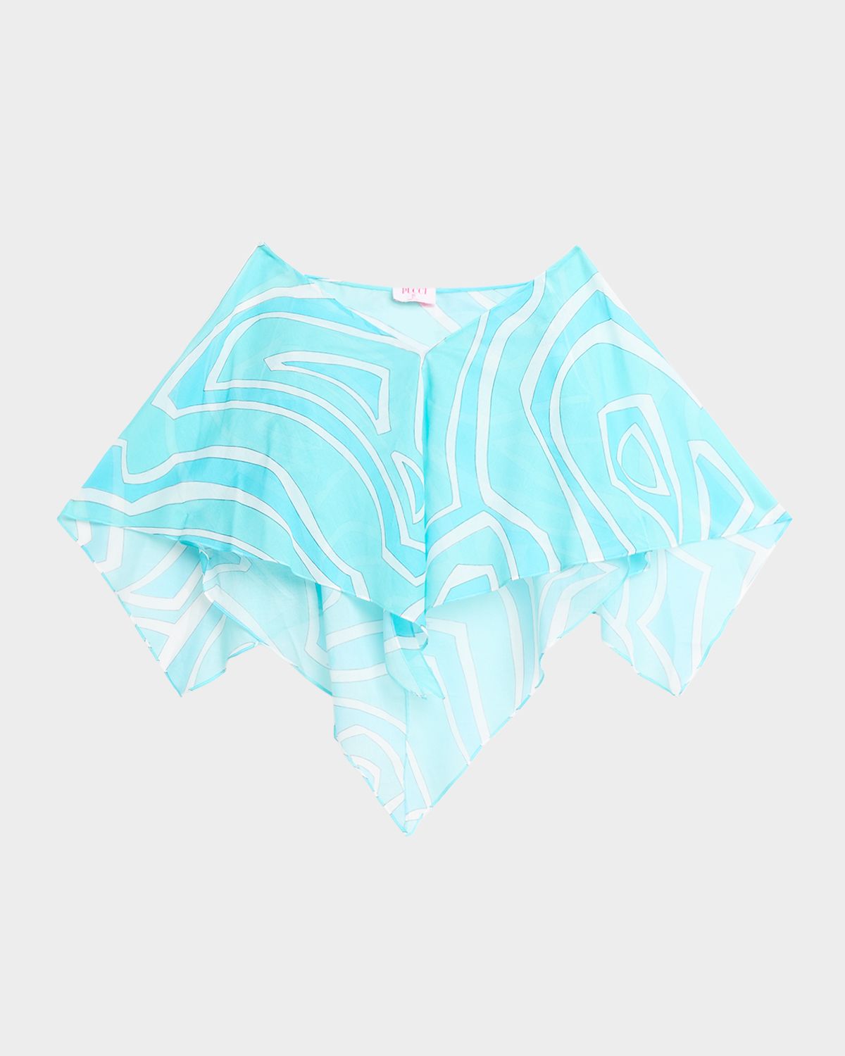 Pucci Labirinto-Print Cotton Cape Blouse