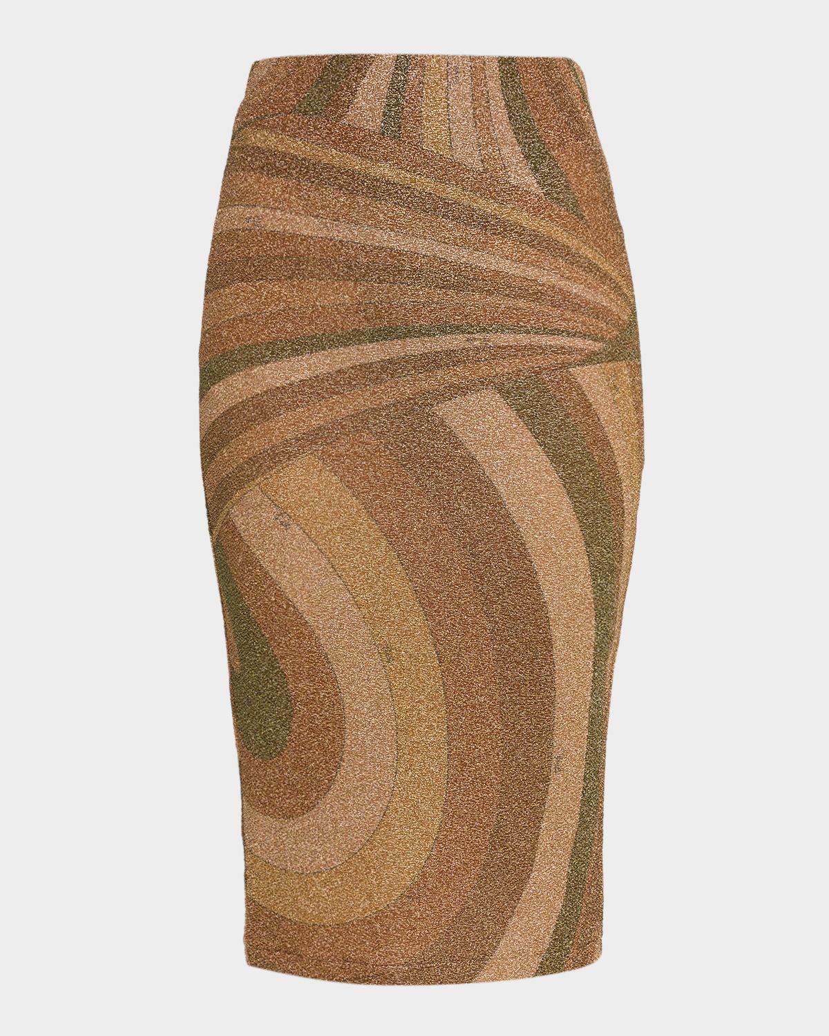 Pucci Iride Print Lamé Jersey Midi Skirt