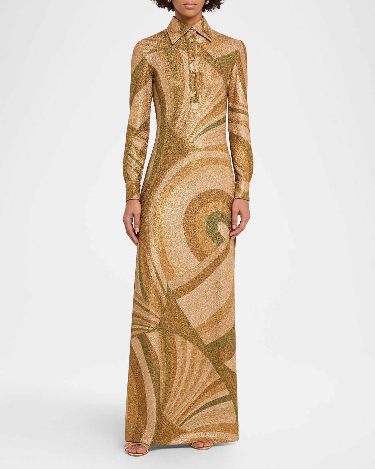 Pucci Iride Print Jersey Lame Dress