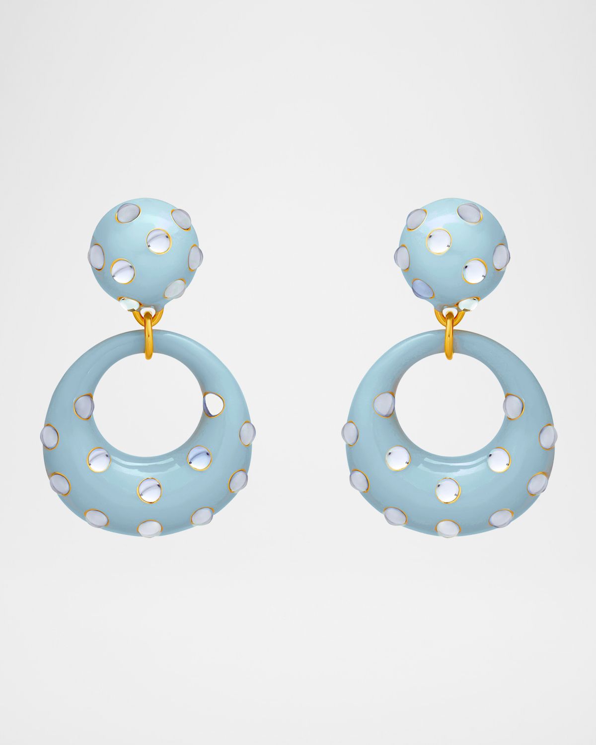 Oscar de la Renta Cabochon Enamel Doorknocker Earrings