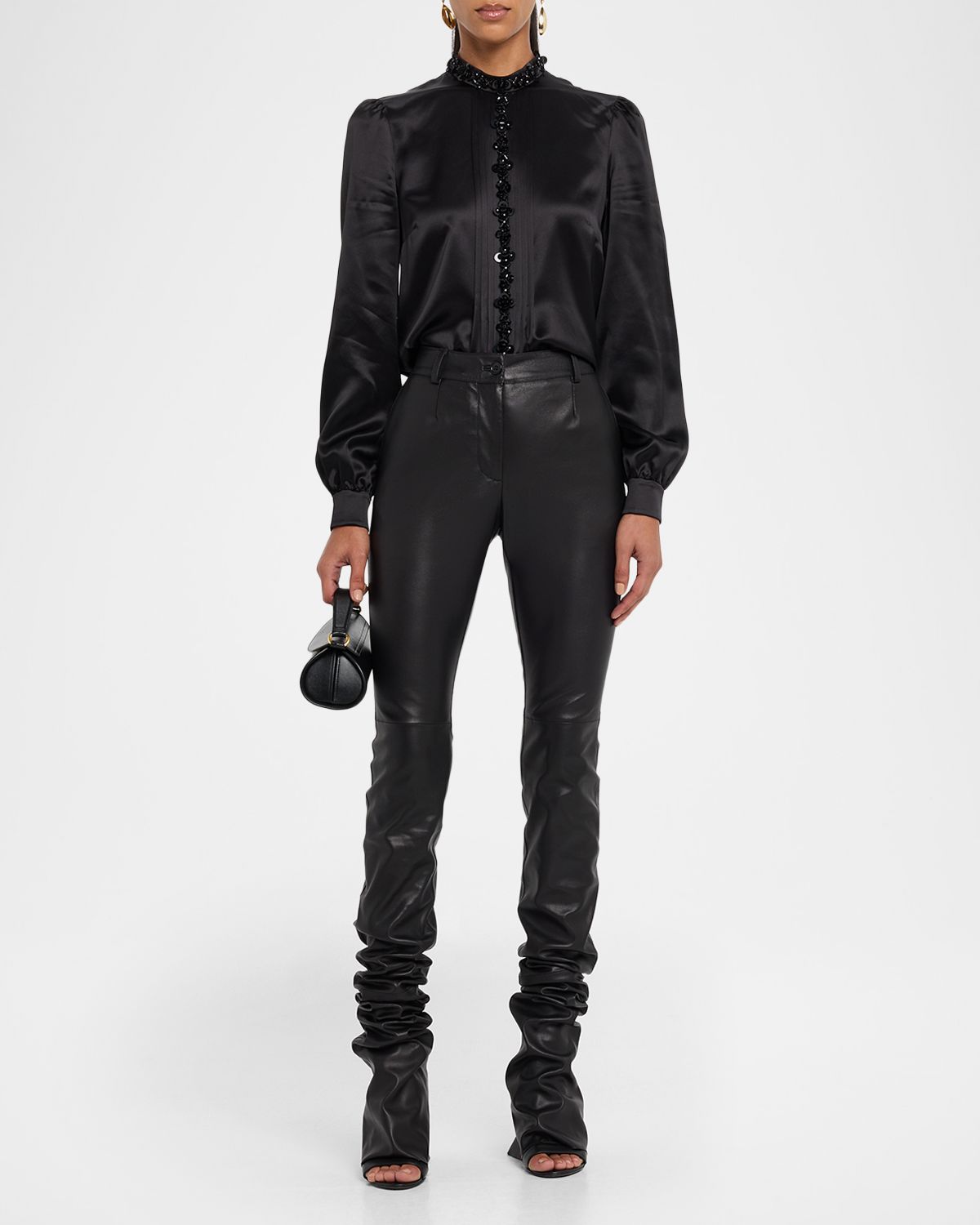 Dolce & Gabbana Elongated Skinny-Leg Leather Pants
