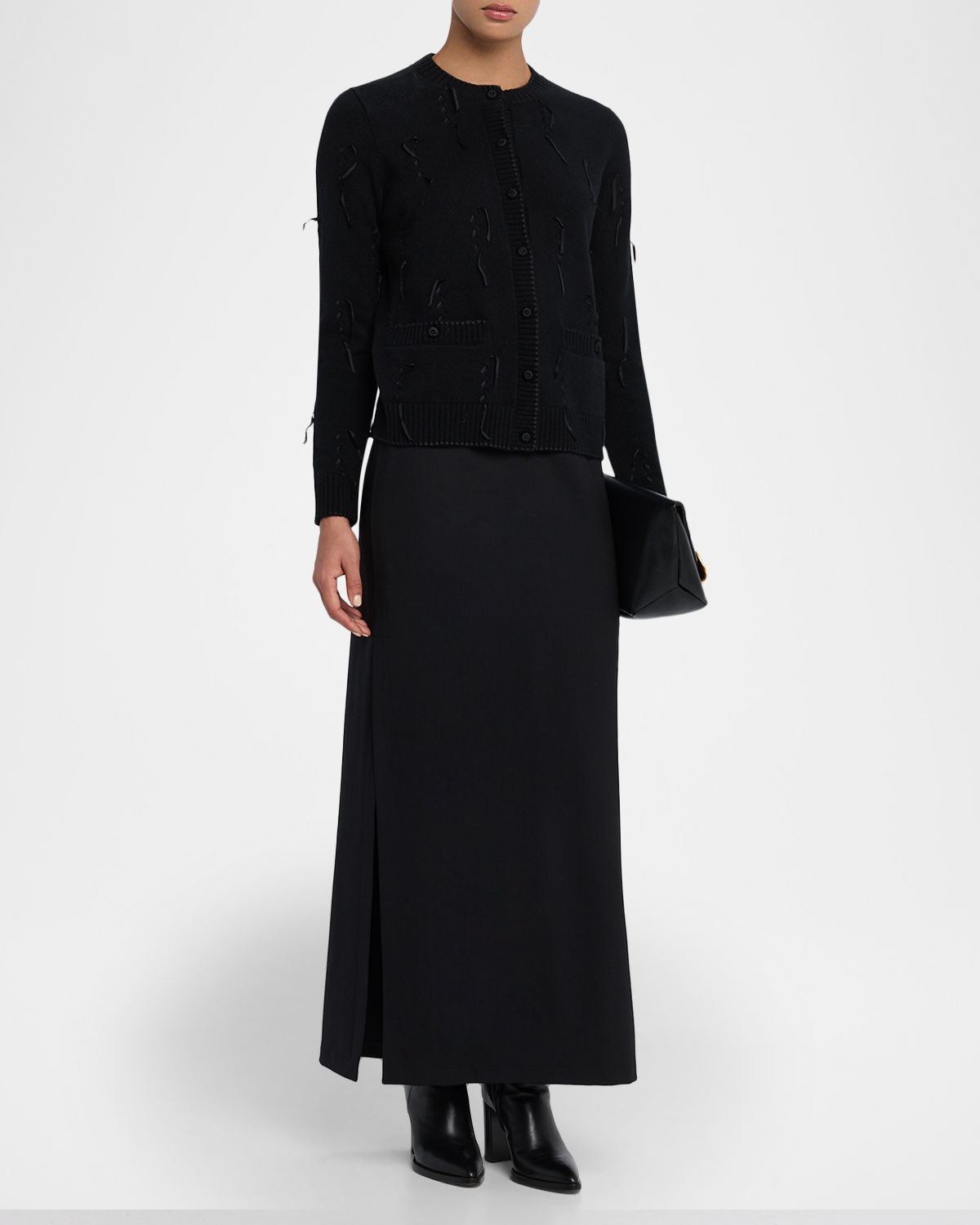 Lafayette 148 New York Ribbon-Embellished Cashmere Cardigan