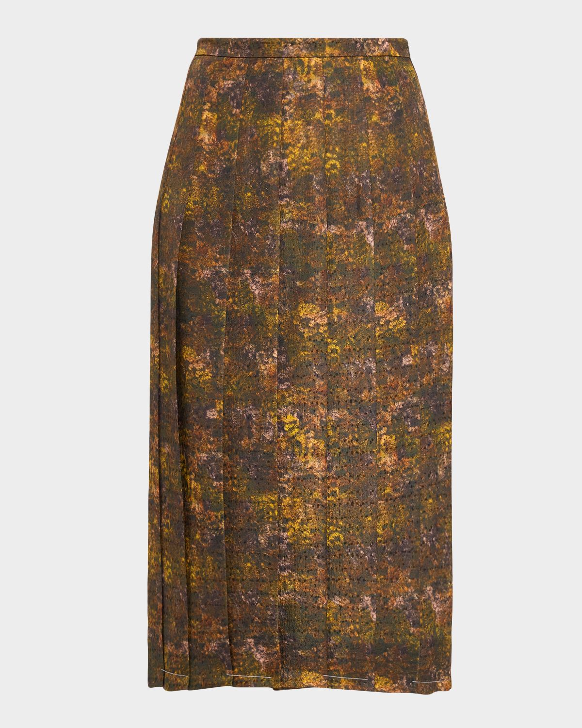 Lafayette 148 New York Pleated Abstract-Print Midi Dress