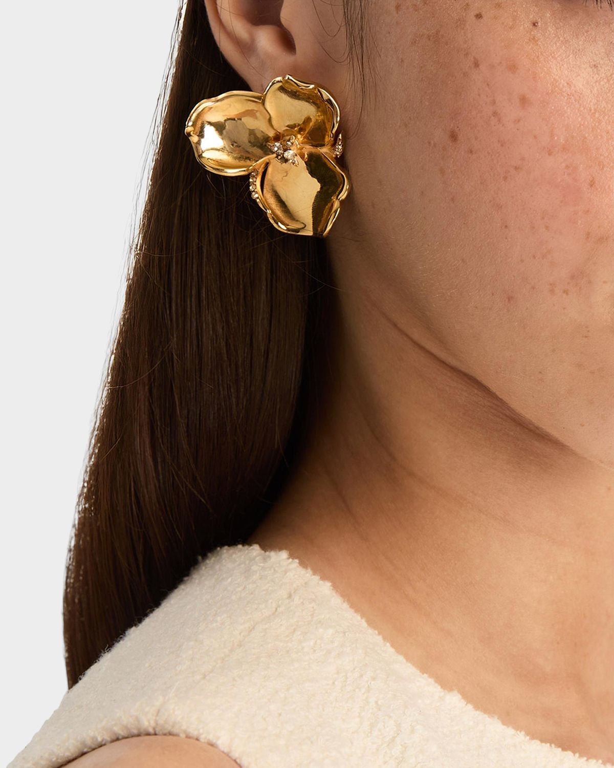 Oscar de la Renta 24K-Gold-Plated & Glass Crystal Blossom Stud Earrings