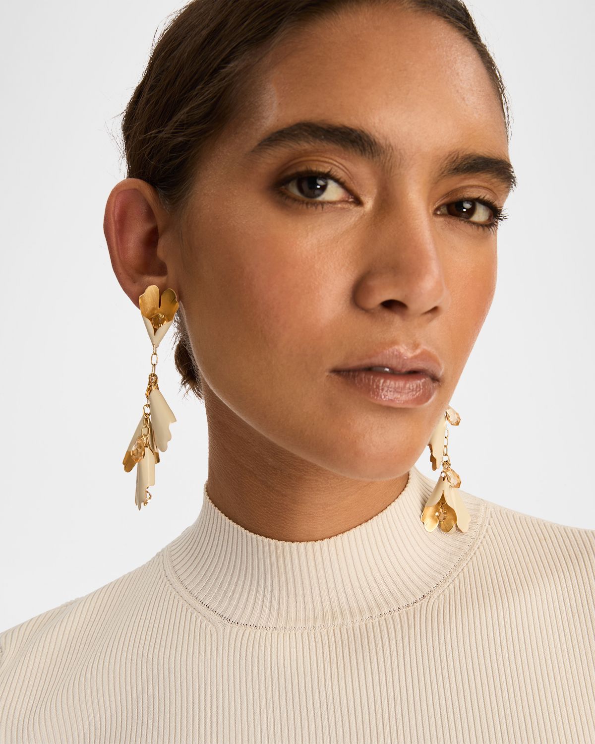 Oscar de la Renta Bell Flowers Dangle Earrings
