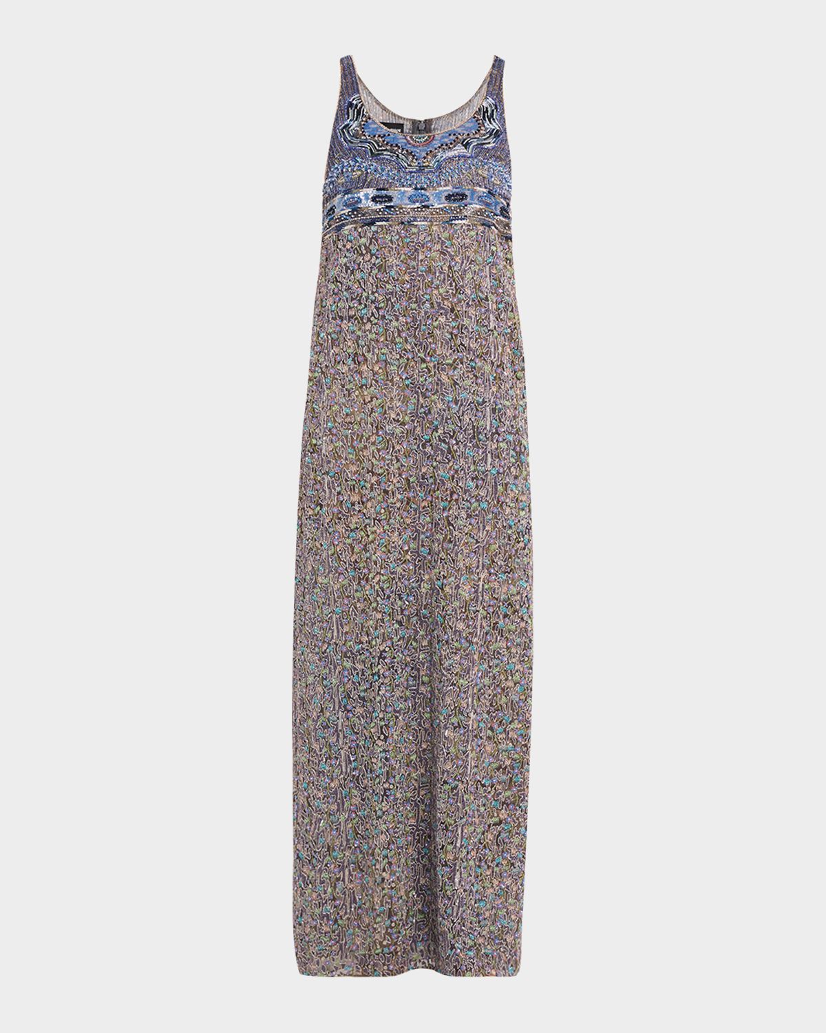 Giorgio Armani Embroidered Silk Sleeveless Maxi Dress