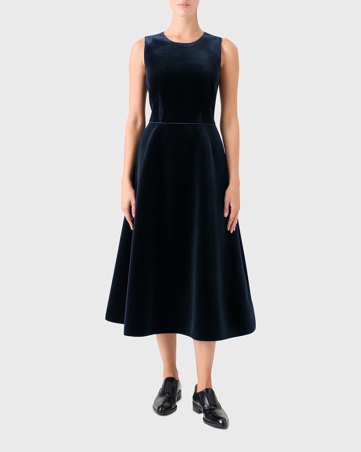 Akris Sleeveless Velvet Midi Cocktail Dress | Thumbnail 5 Akris Sleeveless Velvet Midi Cocktail Dress | Thumbnail 5