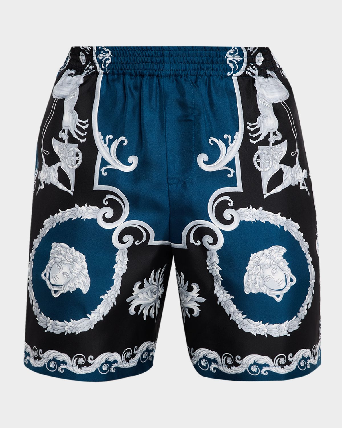 Versace Men 's Printed Silk Twill Pull-On Shorts