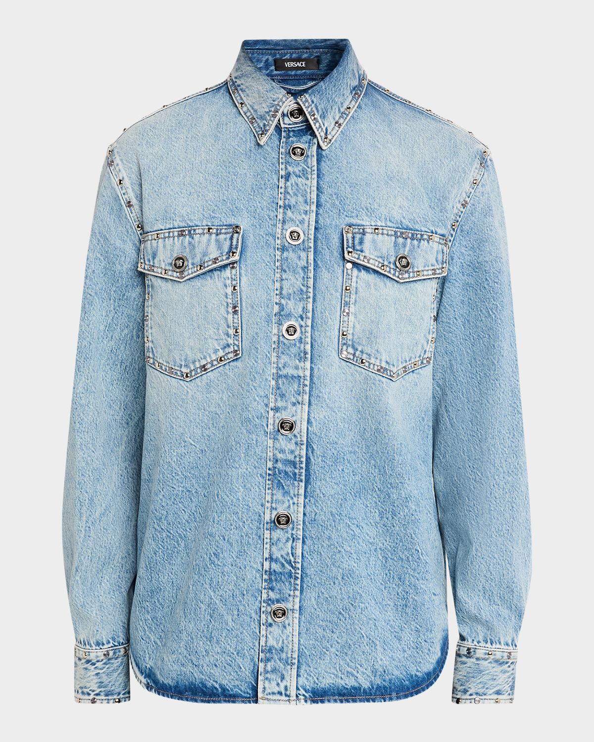 Versace Men 's Embellished Denim Overshirt