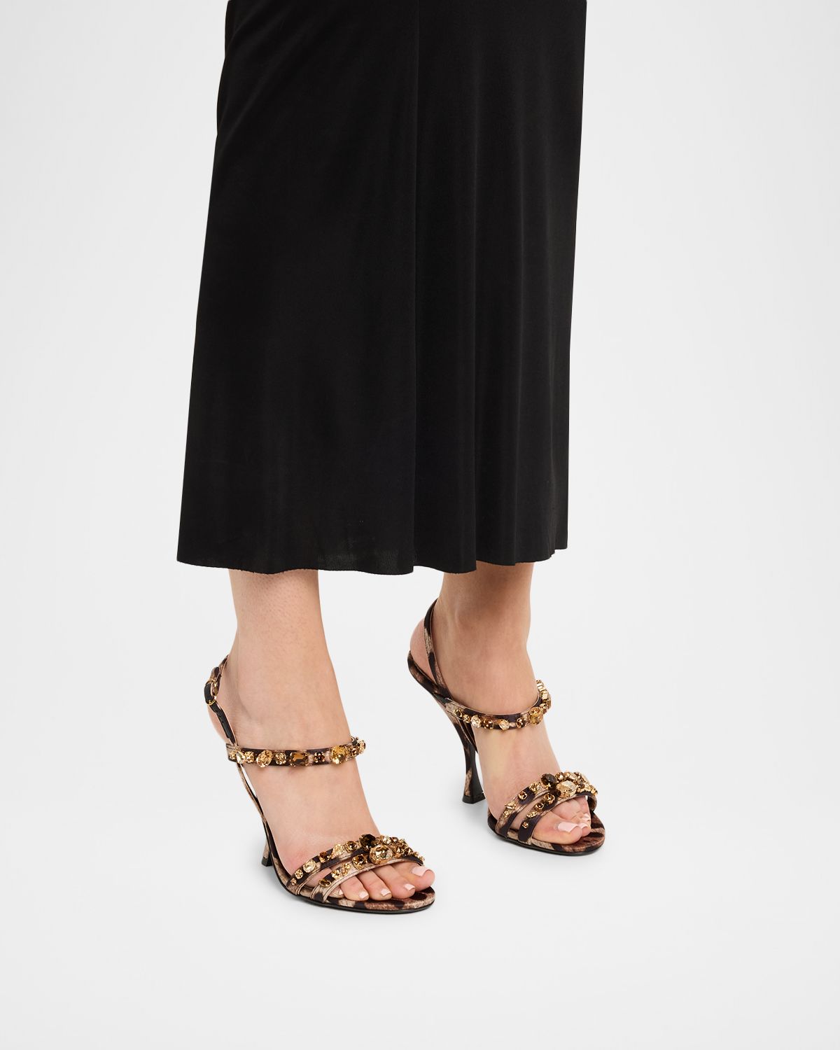 Dolce & Gabbana 105mm Leo Embellished Double-Strap Satin Sandals | Thumbnail 6 Dolce & Gabbana 105mm Leo Embellished Double-Strap Satin Sandals | Thumbnail 6