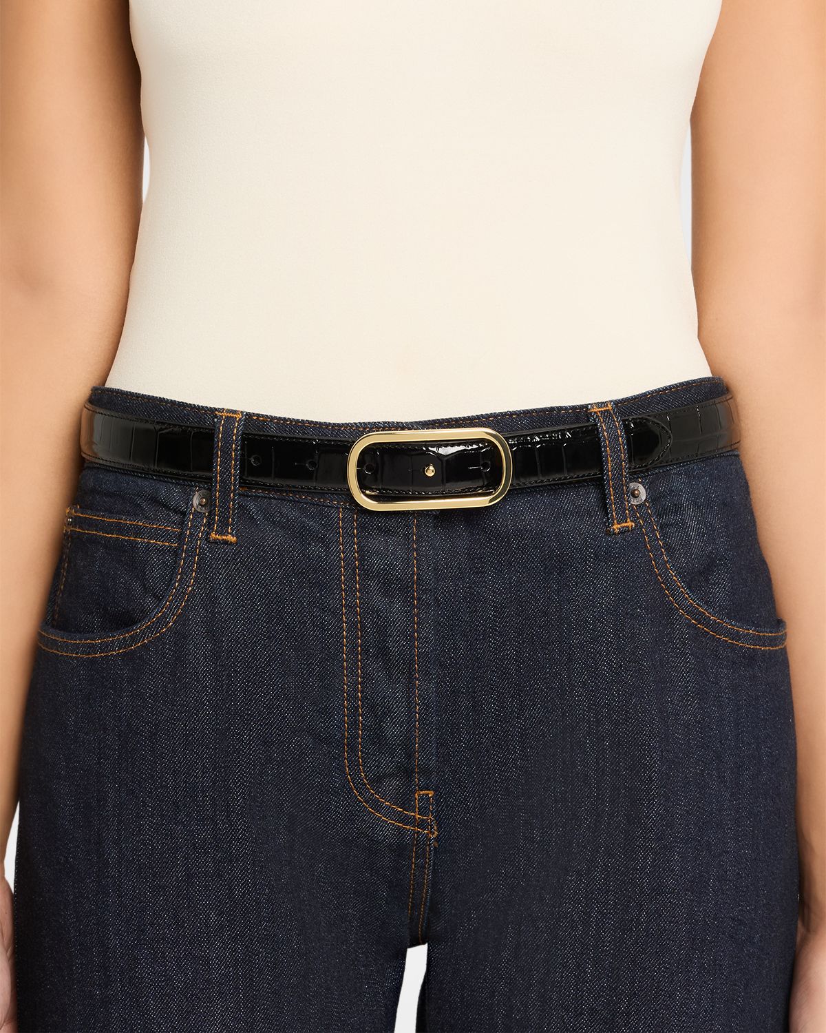 Veronica Beard Loop Croc-Embossed Belt