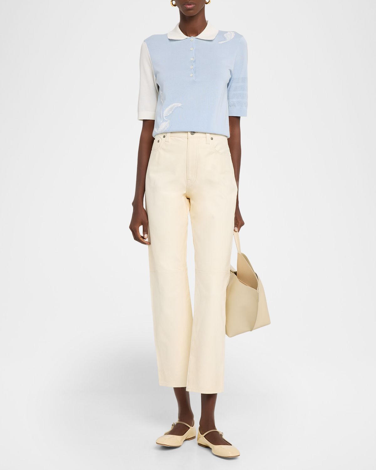 Polo Ralph Lauren Cropped Straight-Leg Leather Pants