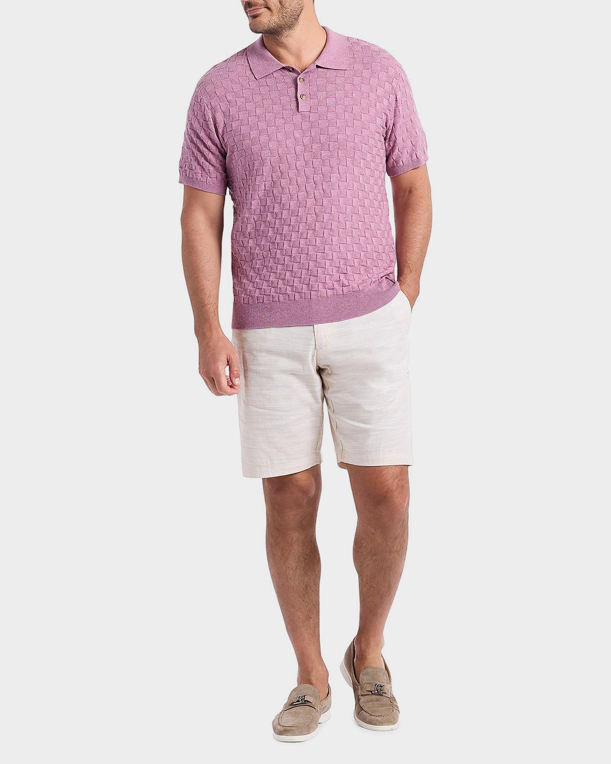 Robert Graham Men 's Hampson Basketweave Polo Sweater