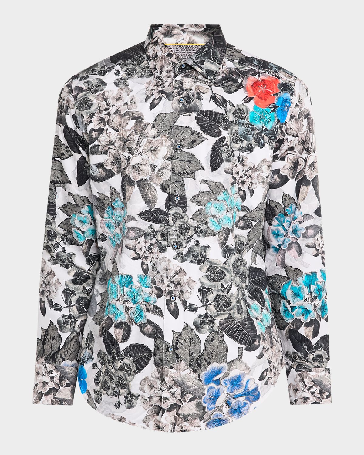 Robert Graham Men 's Elmington Cotton Sateen Floral Sport Shirt