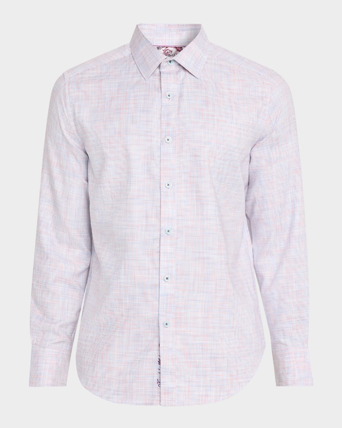 Robert Graham Men 's Edison Cotton Space Dye Check Sport Shirt
