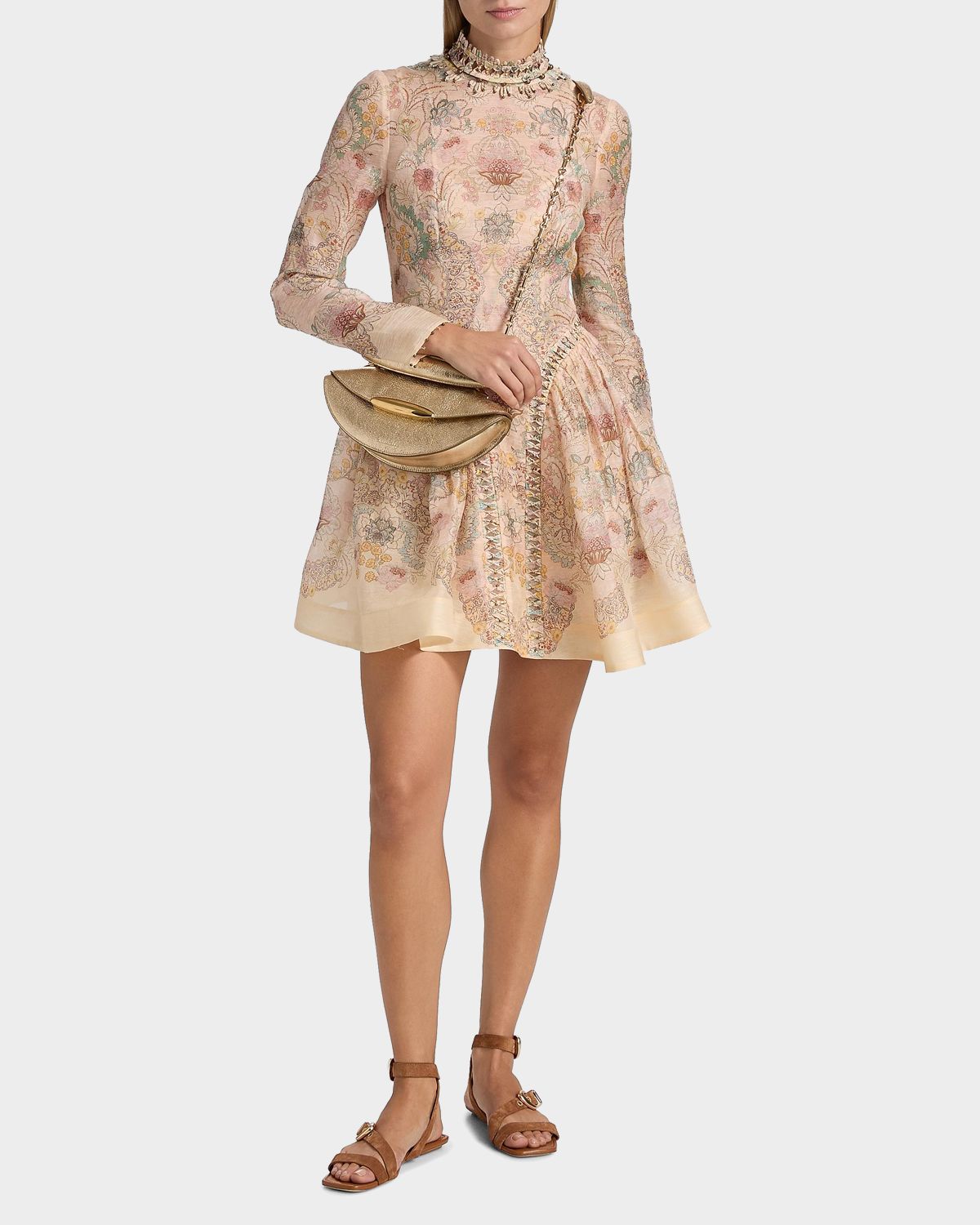Zimmermann Rebellion Baroque-Printed Linen-Silk Minidress