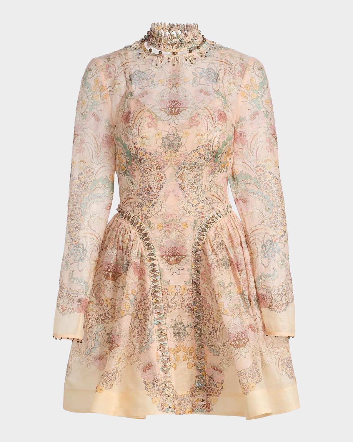 Zimmermann Rebellion Baroque-Printed Linen-Silk Minidress