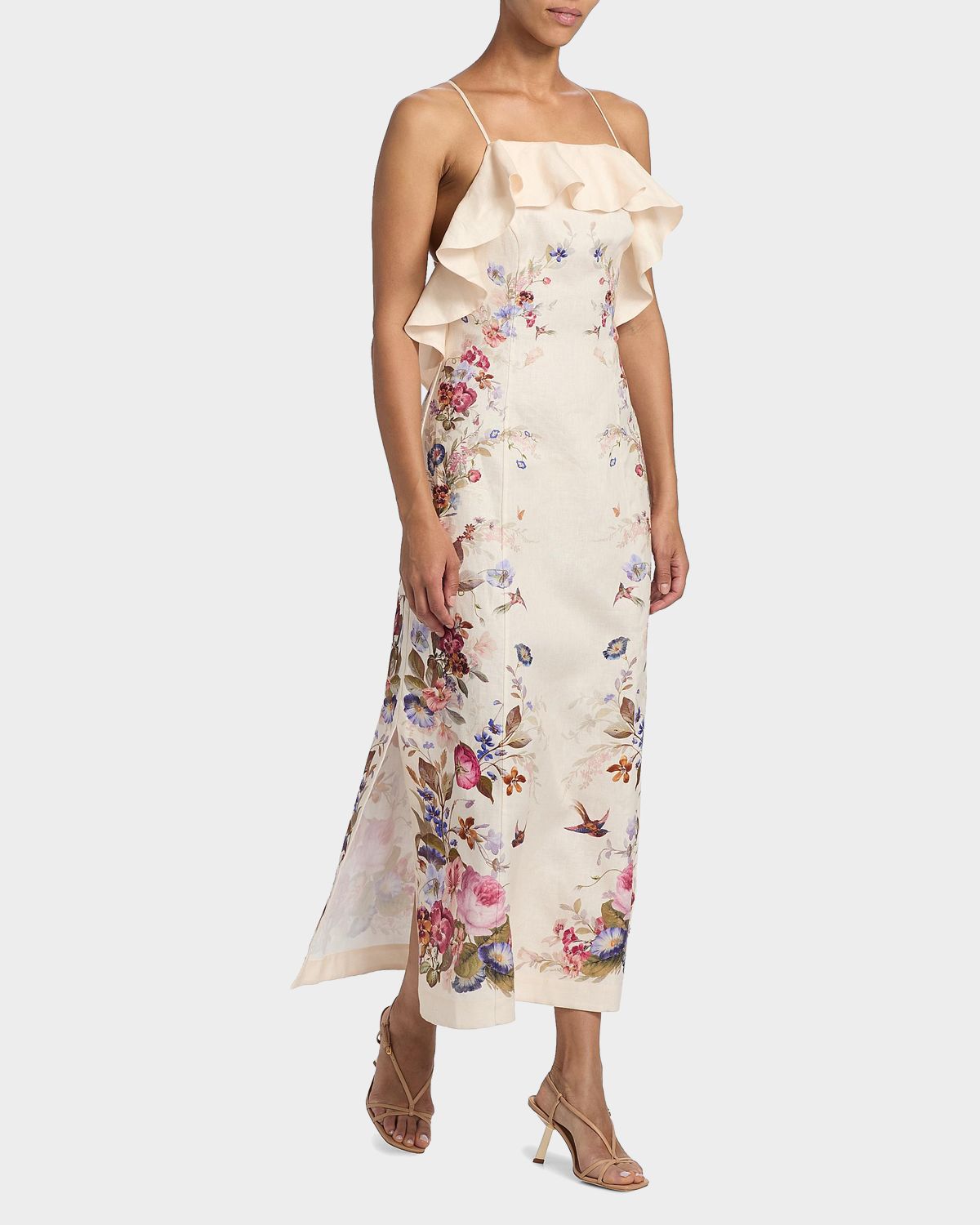 Zimmermann Patience Floral Linen Midi-Dress