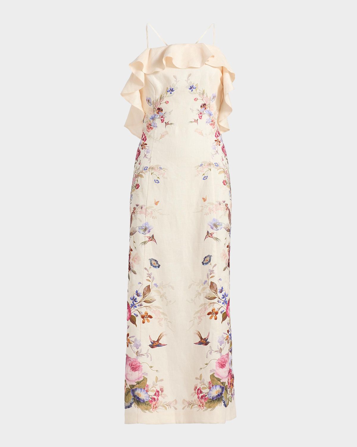 Zimmermann Patience Floral Linen Midi-Dress