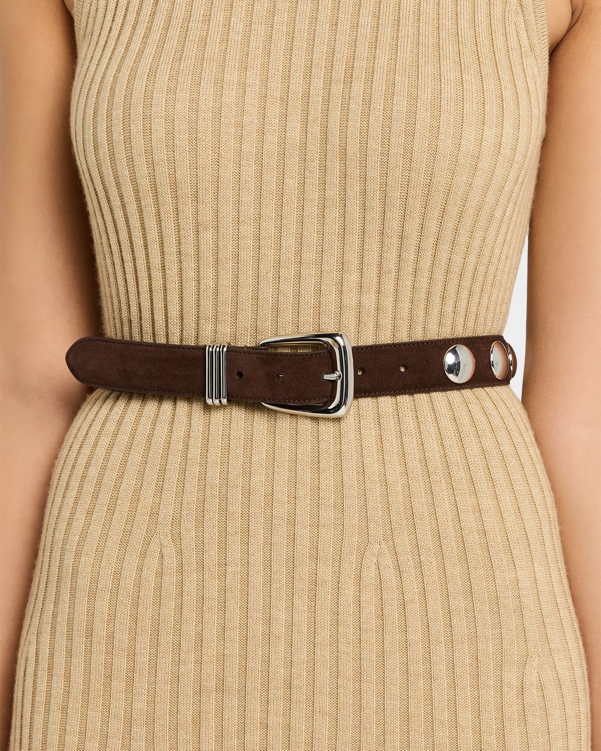 Veronica Beard Arch Suede Studded Belt