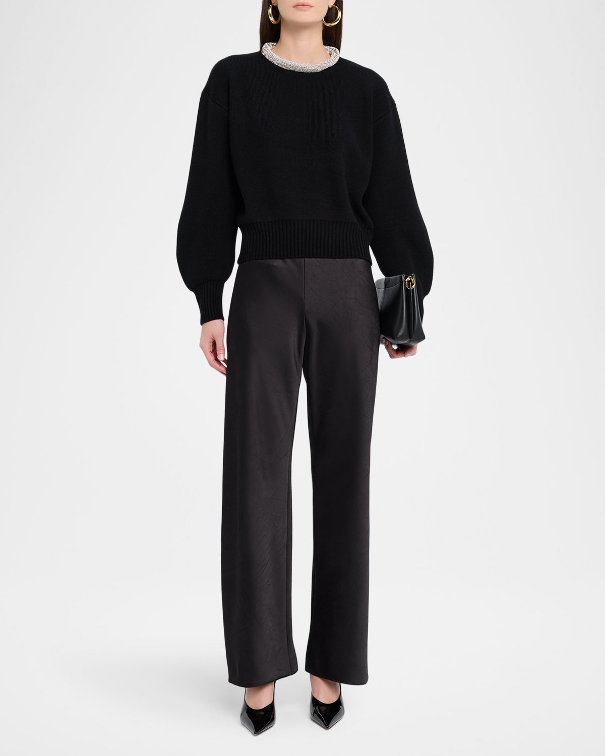 Reiss Wool-Blend Necklace-Trim Sweater