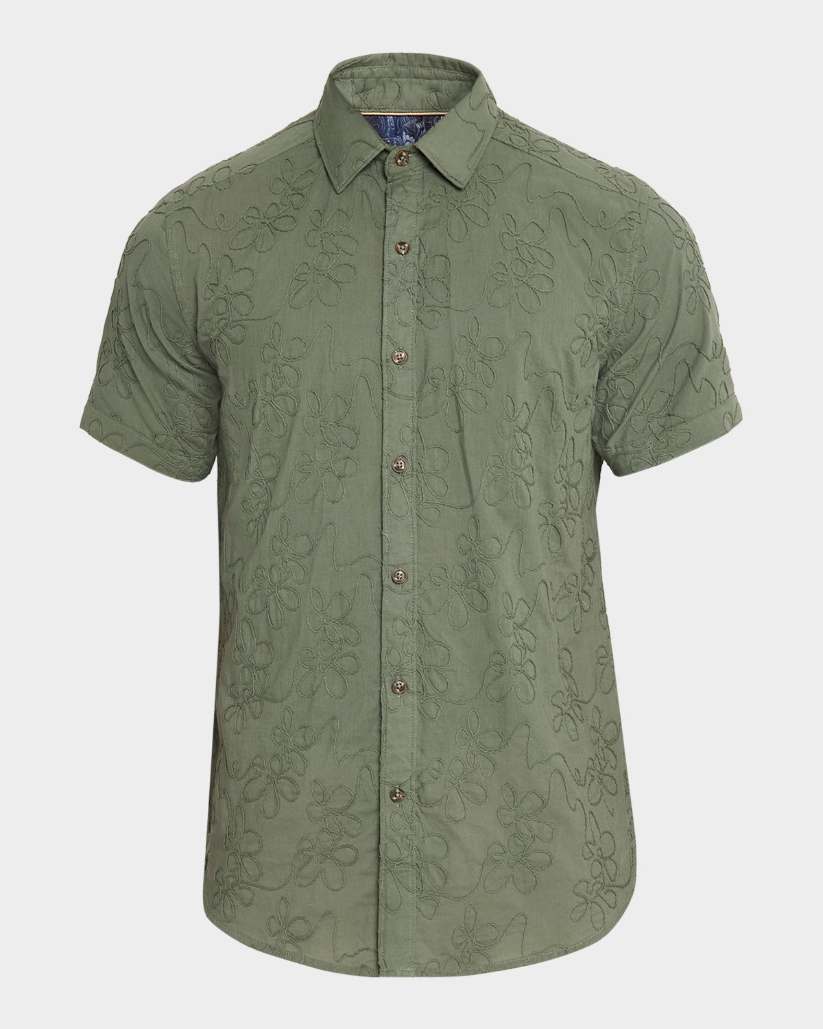 Robert Graham Men 's Grafton Cotton Floral Embroidered Short-Sleeve Shirt