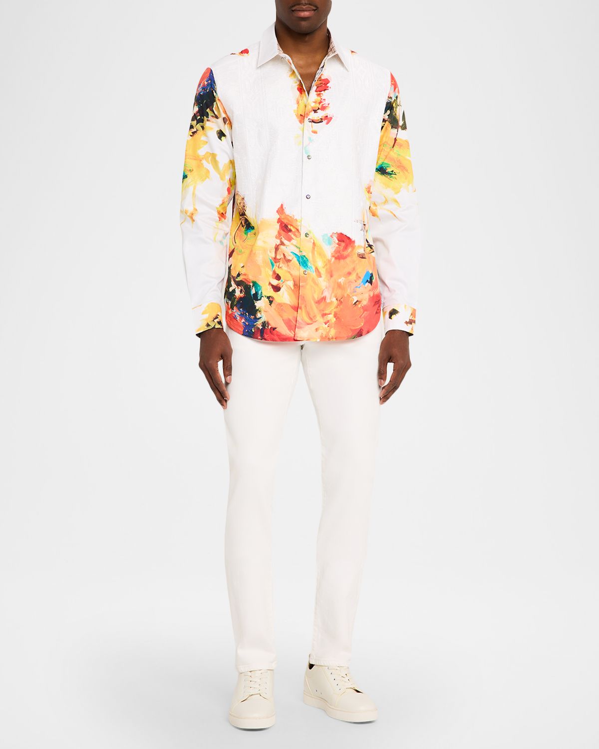 Robert Graham Men 's Cotton Brushstroke Embroidered Sport Shirt