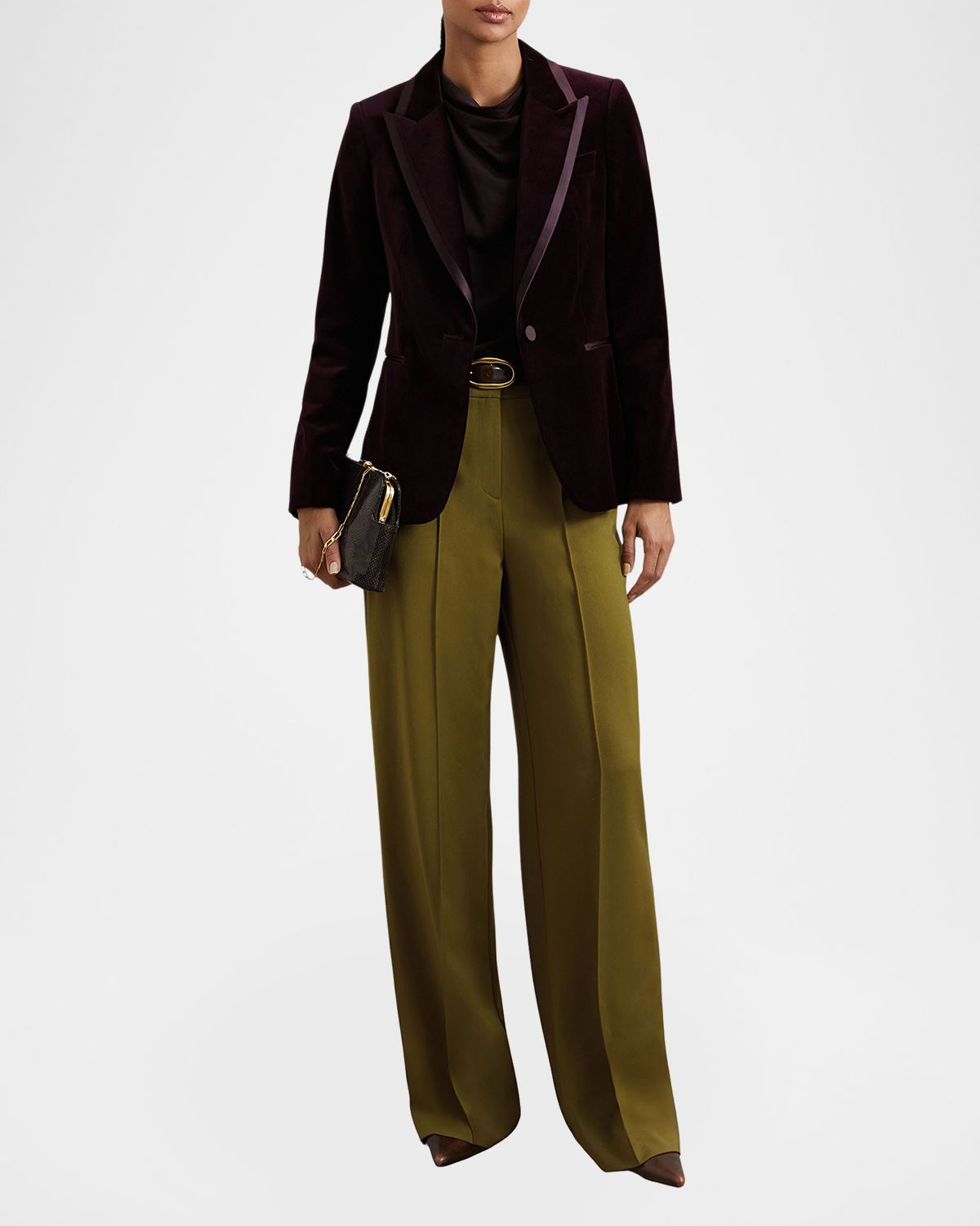 Reiss Luisa Wide-Leg Pintuck Trousers
