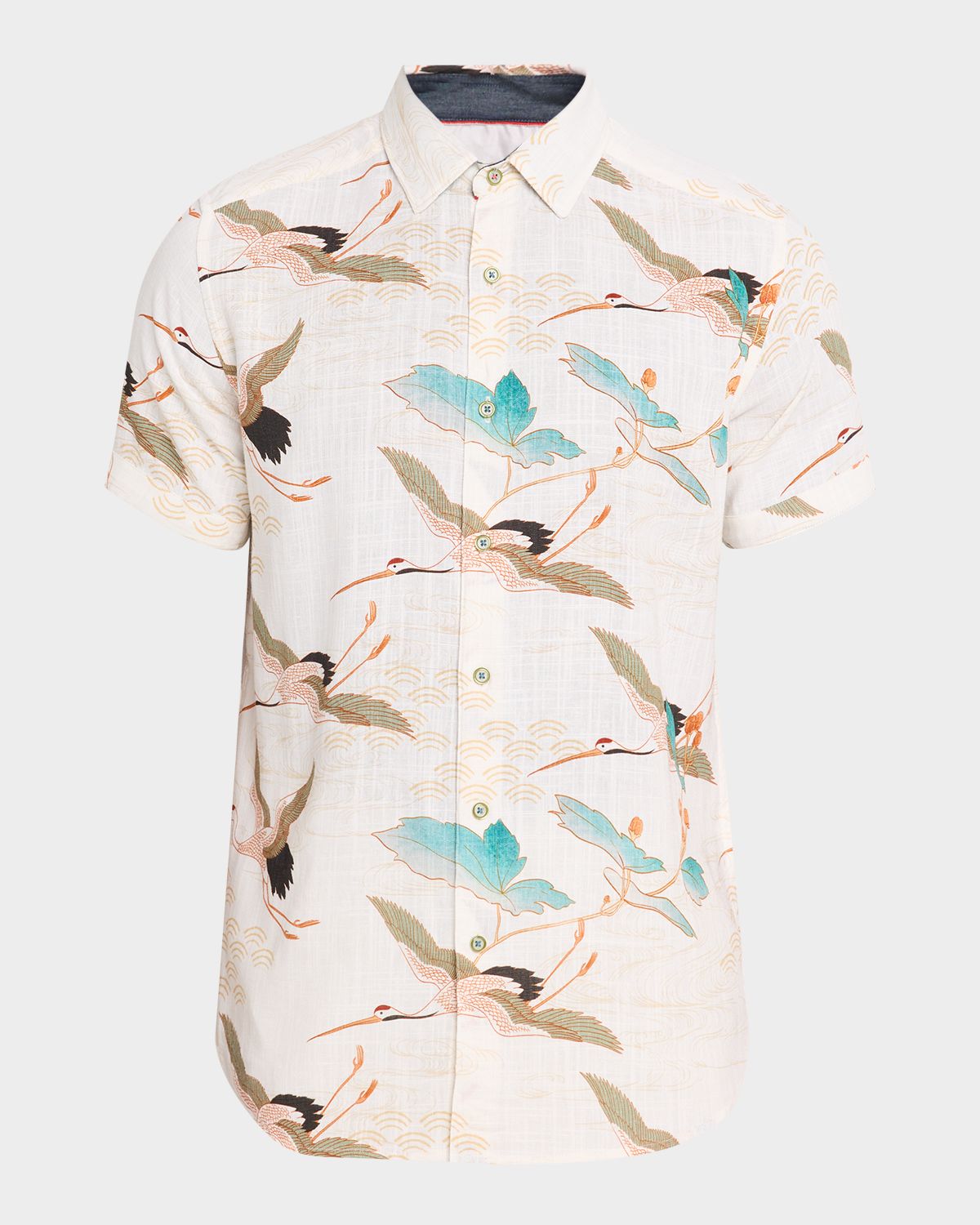 Robert Graham Men 's Tsuru Viscose and Linen Short-Sleeve Shirt