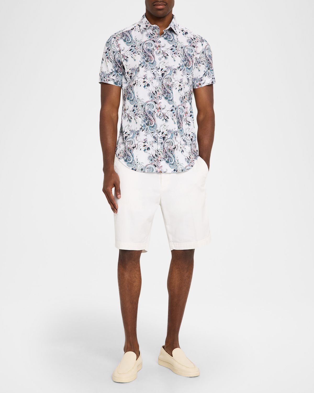 Robert Graham Men 's Pickwick Seersucker Paisley Short-Sleeve Shirt