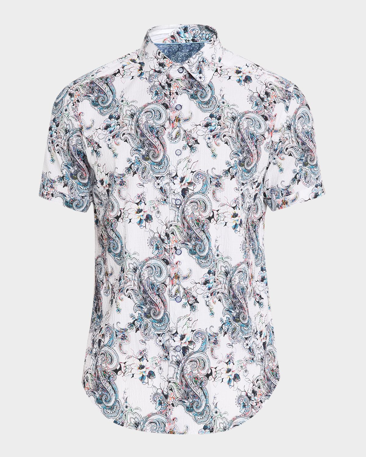 Robert Graham Men 's Pickwick Seersucker Paisley Short-Sleeve Shirt