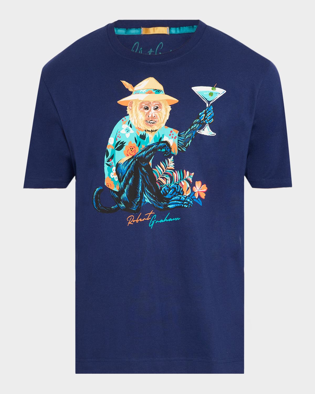 Robert Graham Men 's Monkey Vacation Cotton T-Shirt