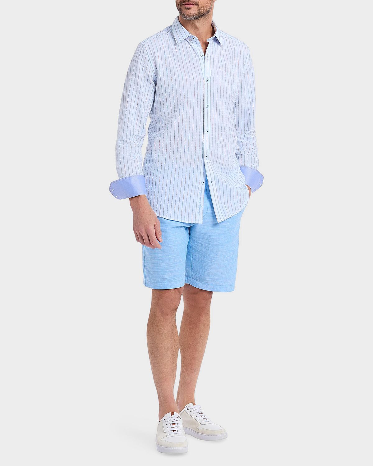 Robert Graham Men 's Wythburn Multicolor Stripe Cotton Sport Shirt