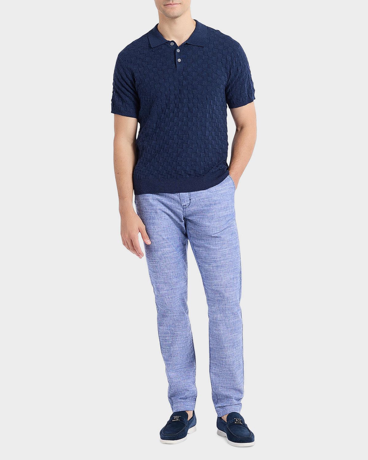 Robert Graham Men 's Hampson Basketweave Polo Sweater