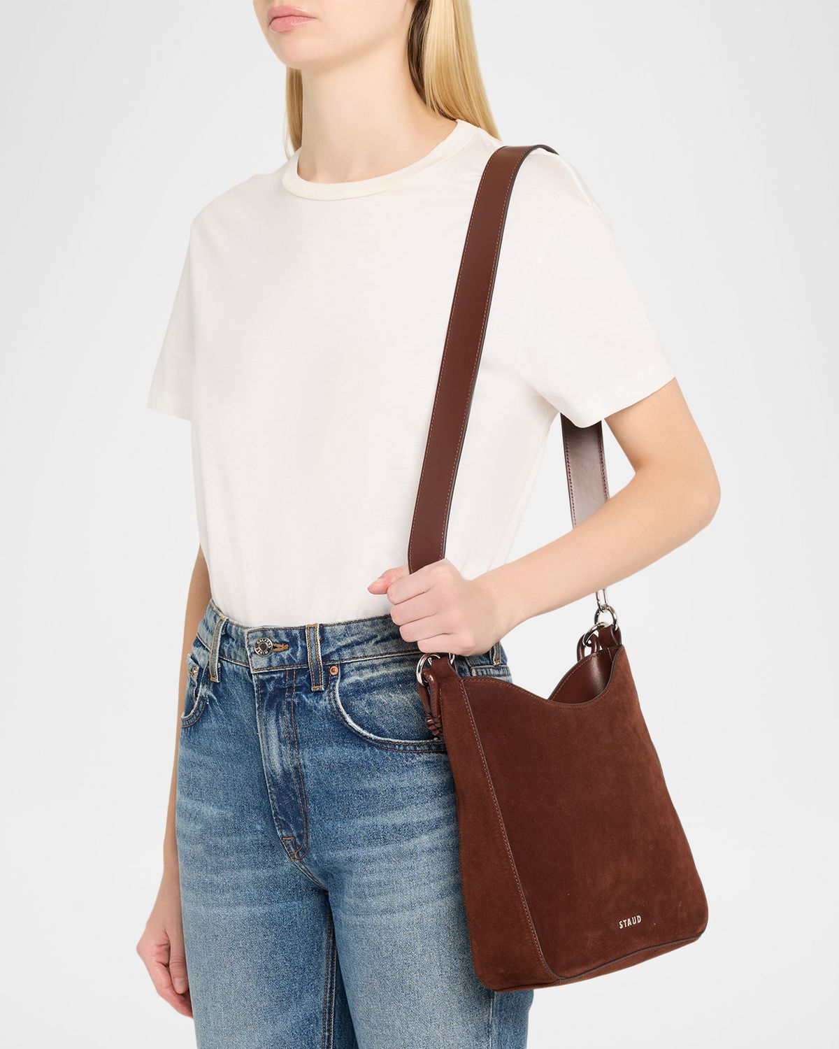 STAUD Mel Suede Shoulder Bag