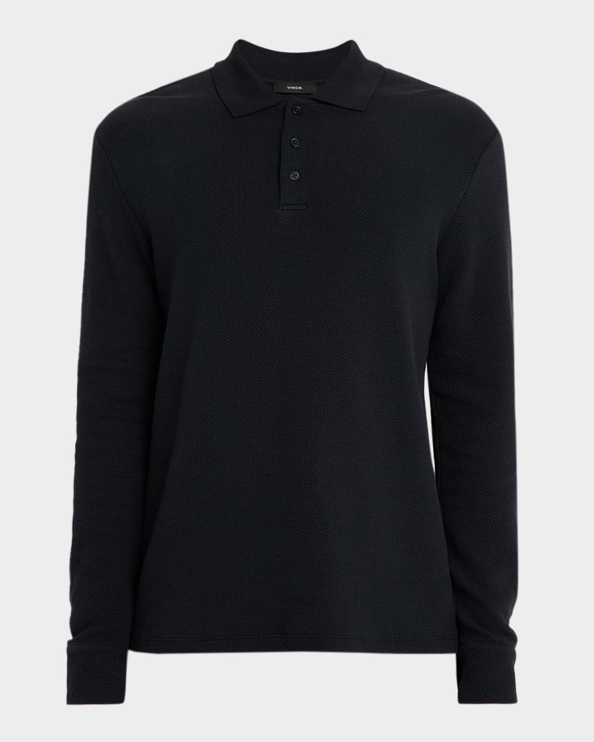 Vince Men 's Cotton Basketweave Long-Sleeve Polo Shirt
