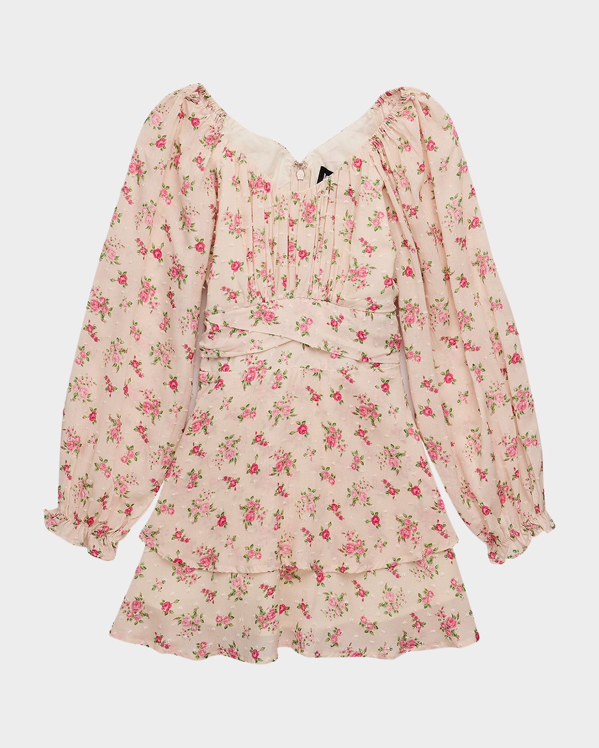 KatieJ NYC Girl 's Swiss Dot Floral Puff-Sleeve Dress, Size S-XL | Thumbnail 4