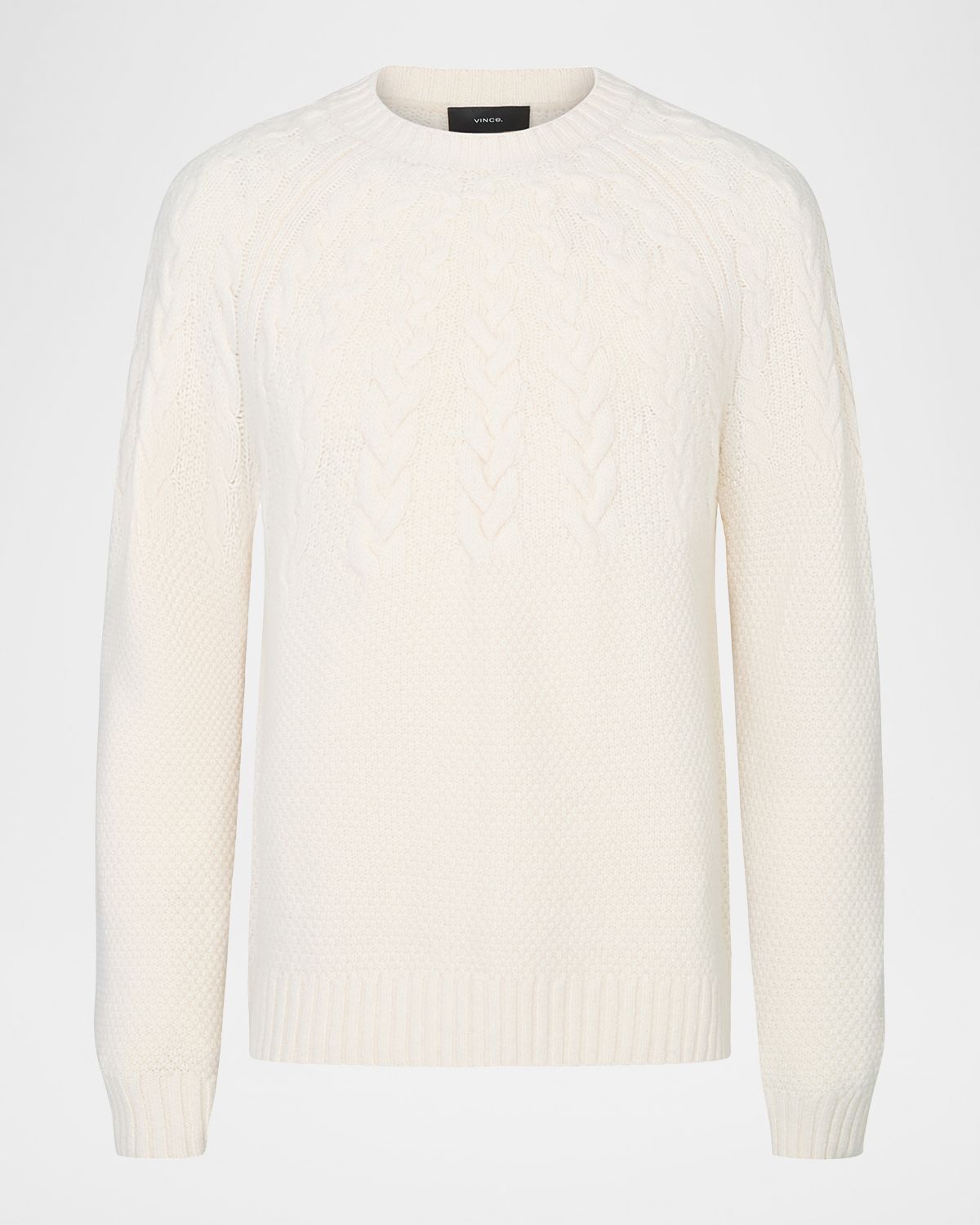 Vince Men 's Airspun Merino Wool Cable-Yoke Crewneck Sweater