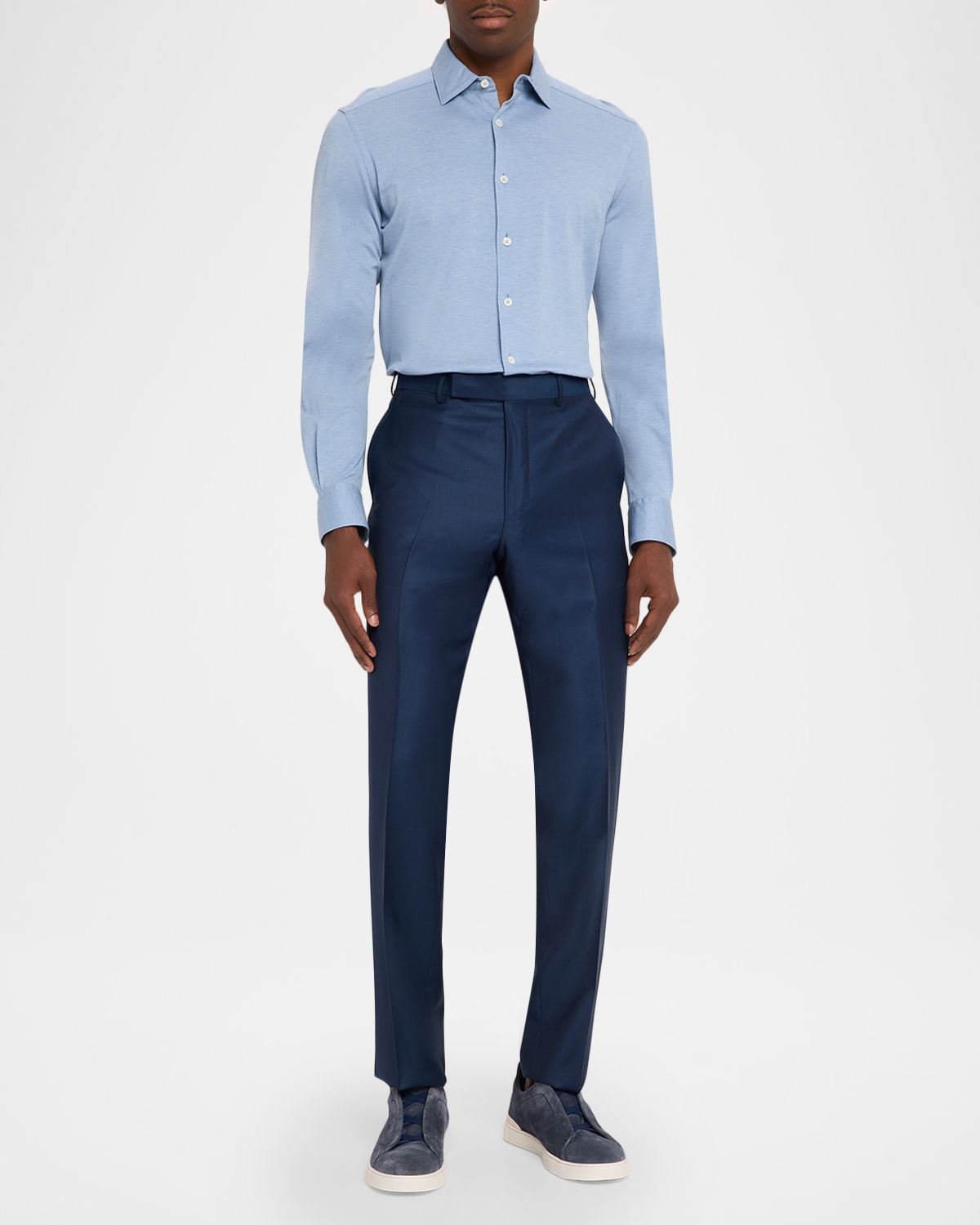ZEGNA Men 's Trofeo Wool Slim Flat-Front Pants