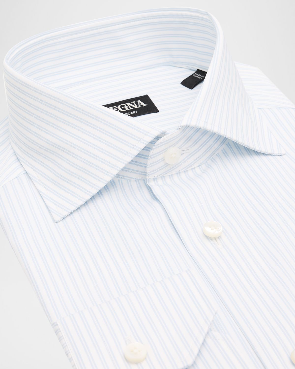 ZEGNA Men 's Trecapi Cotton Fine Stripe Dress Shirt