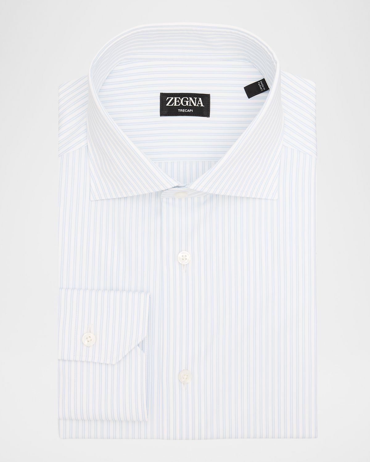 ZEGNA Men 's Trecapi Cotton Fine Stripe Dress Shirt
