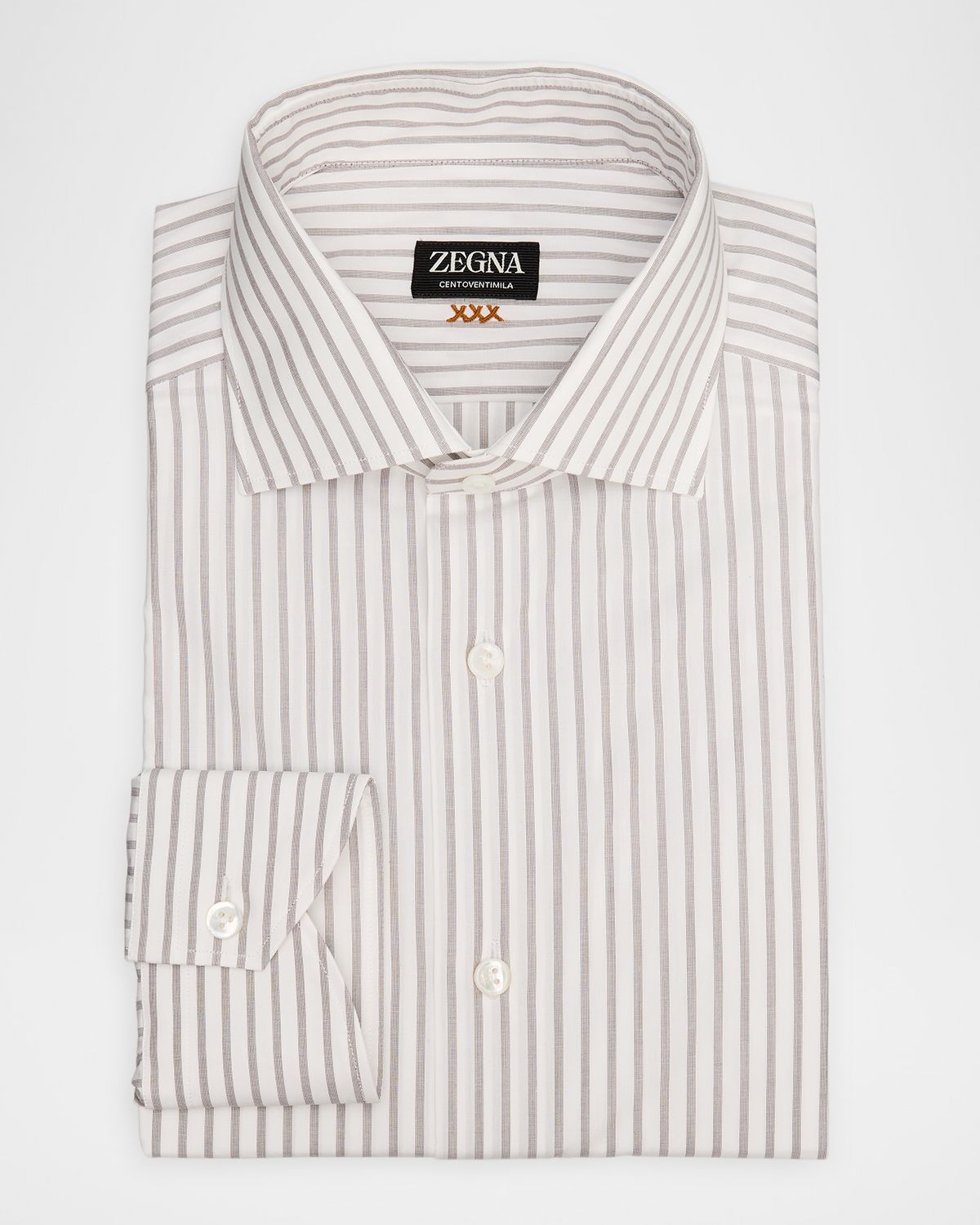 ZEGNA Men 's Centoventimila Cotton Stripe Dress Shirt