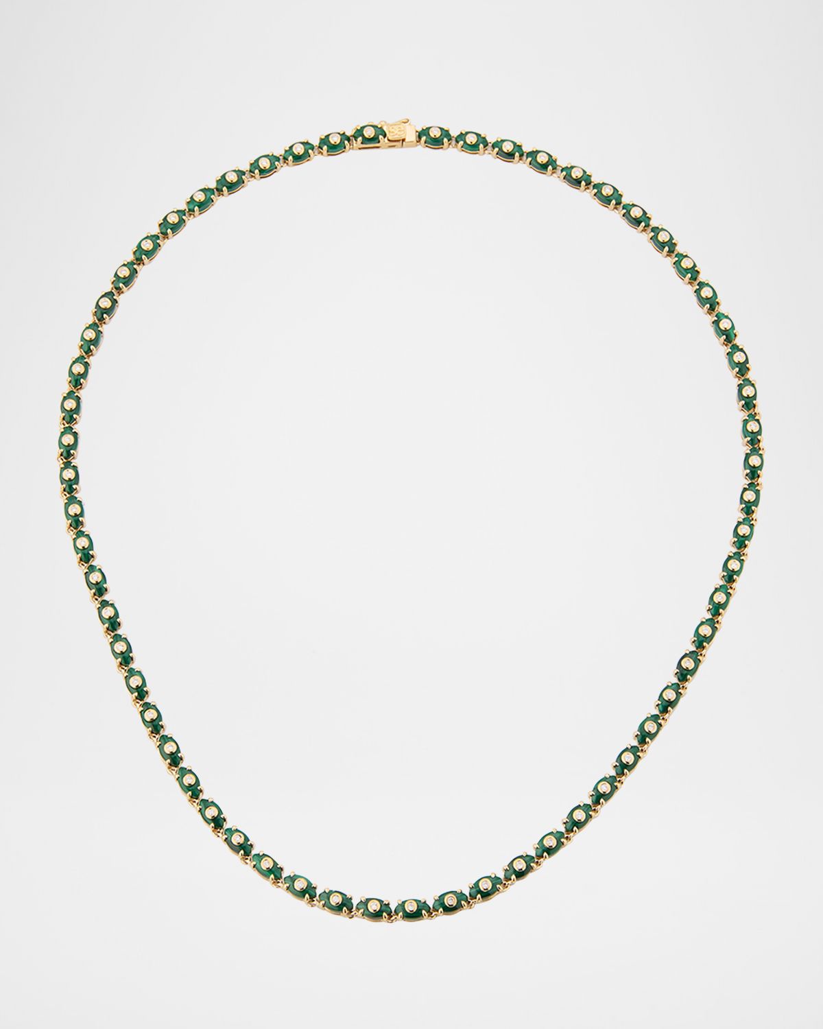 Sydney Evan Tiny Carved Malachite Evil Eye Necklace with Diamonds
