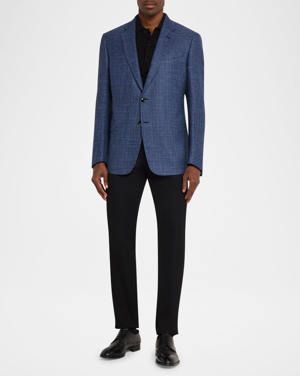 Giorgio Armani Men 's Wool Linen Silk Micro-Houndstooth Sport Coat