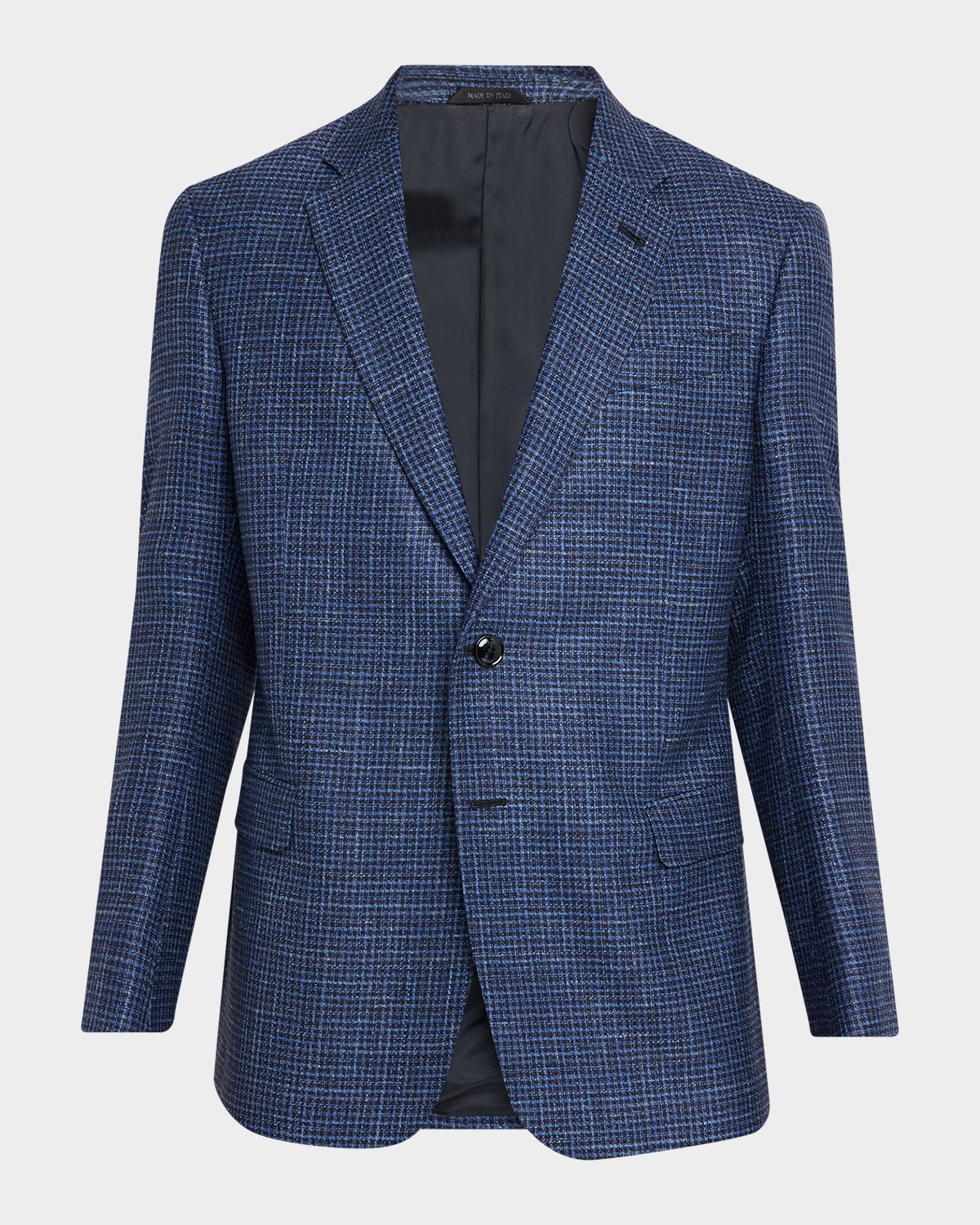 Giorgio Armani Men 's Wool Linen Silk Micro-Houndstooth Sport Coat