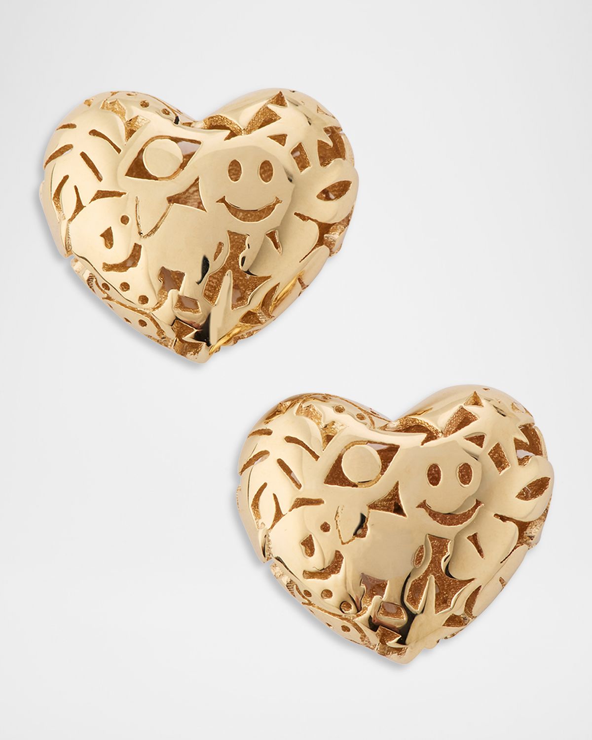 Sydney Evan Small Puffy Icon Heart Stud Earrings