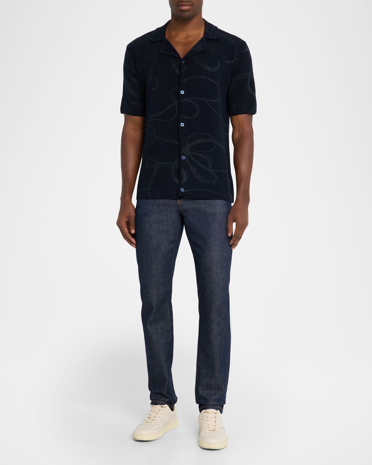 Scotch & Soda Men 's Jacquard Knit Short-Sleeve Shirt | Thumbnail 5 Scotch & Soda Men 's Jacquard Knit Short-Sleeve Shirt | Thumbnail 5